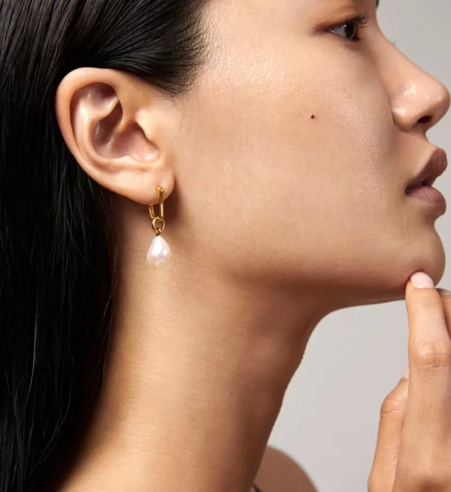 Monica Vinader Drop Earrings | Alta Capture Pearl Huggie Earrings