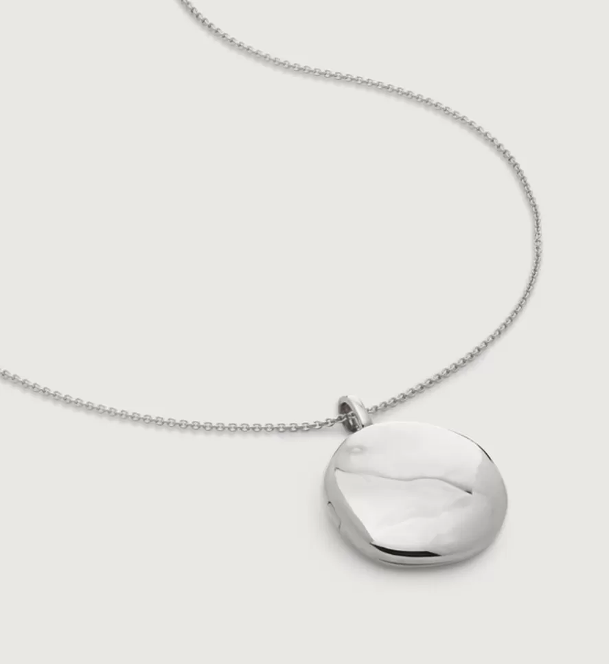 Monica Vinader Layered Necklaces | Deia Round Pebble Locket Fine Chain Necklace