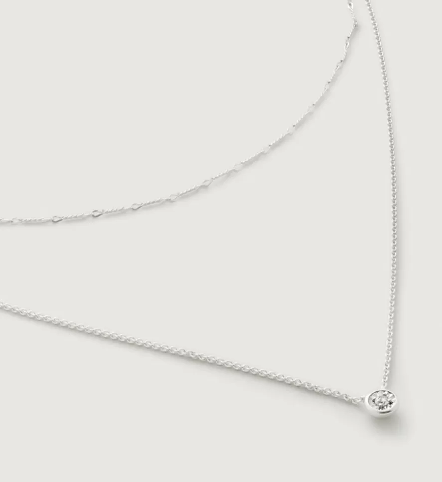 Monica Vinader Pendant Necklaces | Diamond Essential And Fine Twist Choker Necklace Set