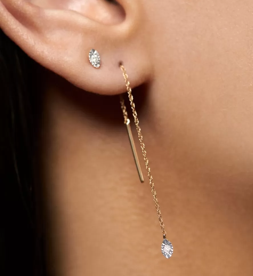 Monica Vinader Single Earrings | Diamond Marquise Threader Single Earring