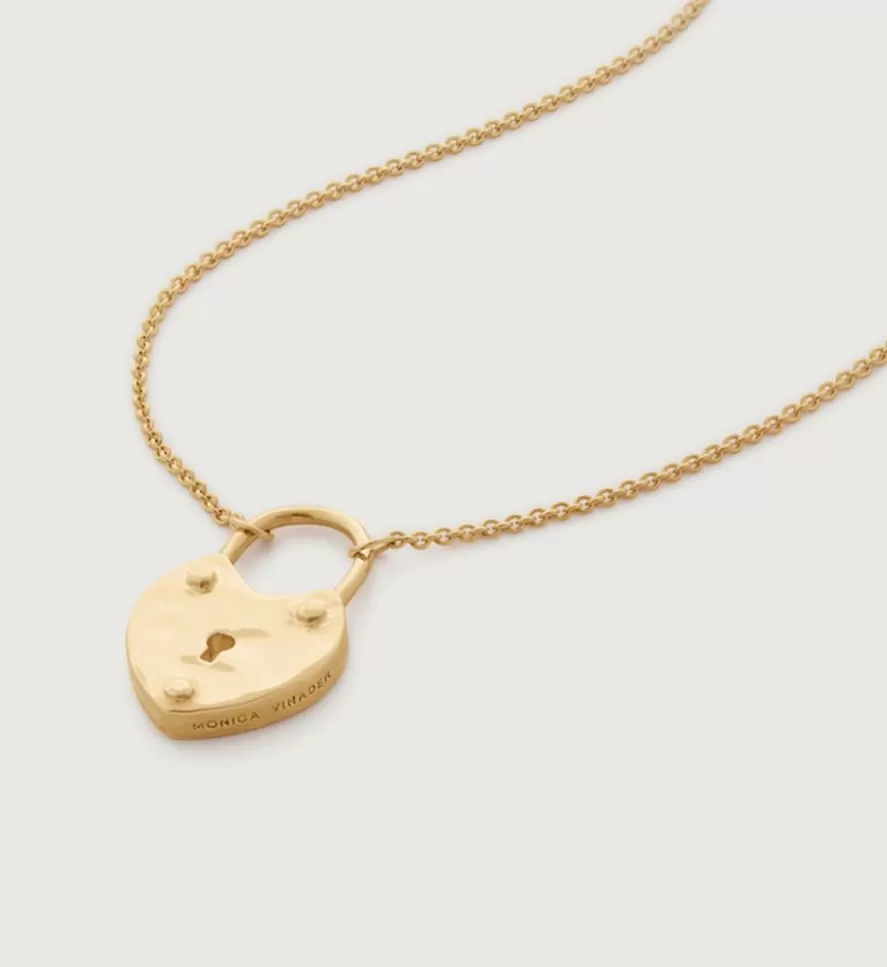 Monica Vinader Heart Necklaces | Heart Padlock Fine Chain Necklace 41-46Cm/16-18'