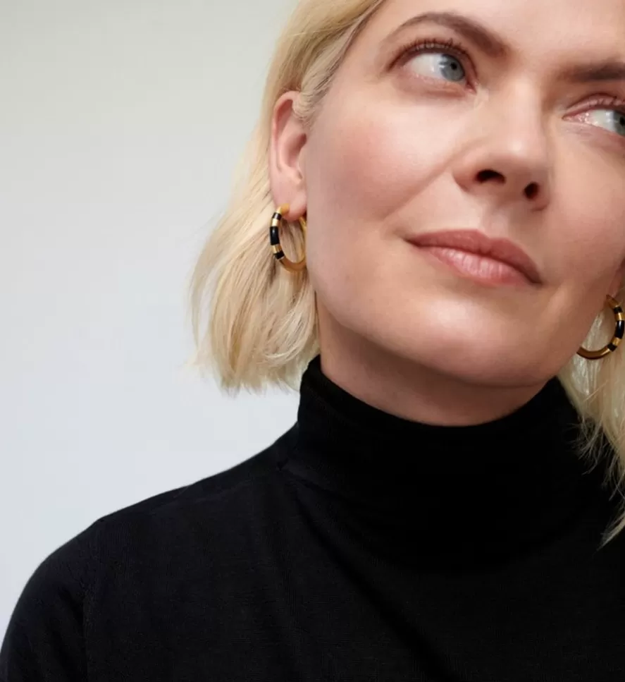 Monica Vinader Hoops | Kate Young Gemstone Striped Medium Hoop Earrings