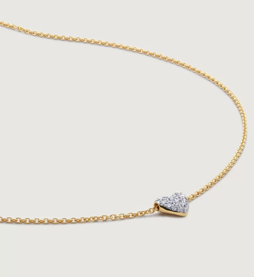 Monica Vinader Heart Necklaces | Lab Grown Diamond Heart Necklace Adjustable 41-46Cm/16-18'