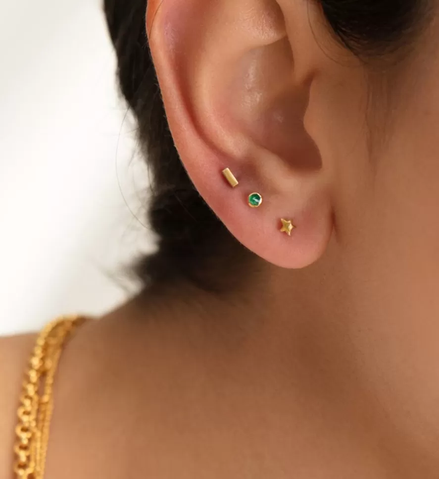 Monica Vinader Single Earrings | Linear Bar Single Labret Piercing Earring