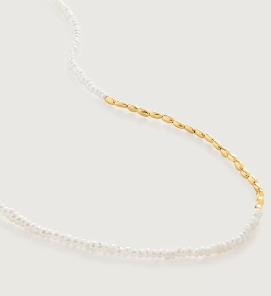 Monica Vinader Beaded Necklaces | Mini Nugget Pearl Beaded Necklace Adjustable 41-46Cm/16-18'