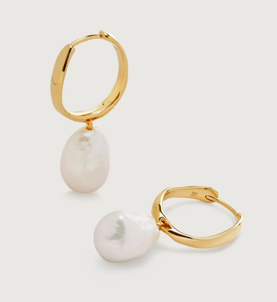 Monica Vinader Drop Earrings | Nura Reef Baroque Pearl Large Hoop Earrings