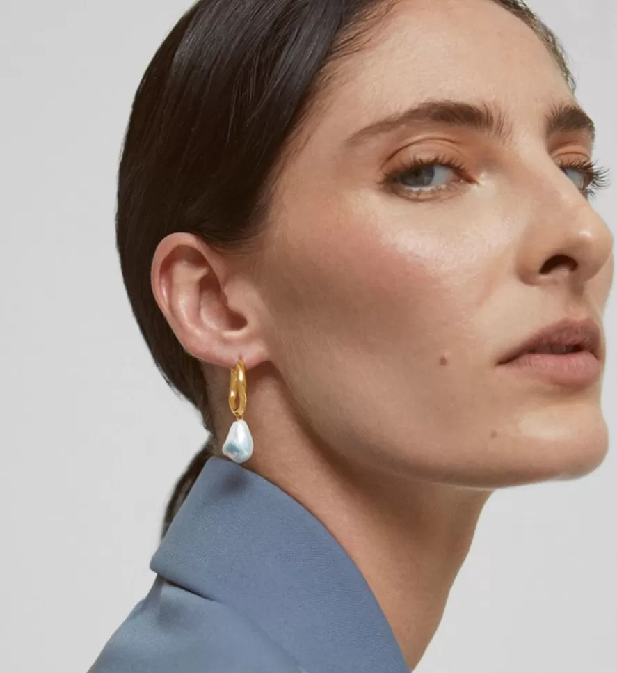 Monica Vinader Drop Earrings | Nura Reef Baroque Pearl Large Hoop Earrings