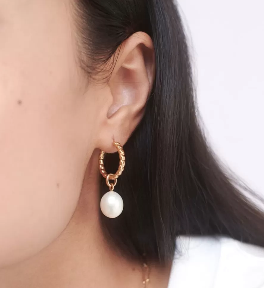 Monica Vinader Hoops | Nura Teardrop Baroque Pearl Small Hoop Earrings