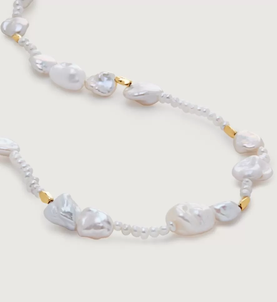 Monica Vinader Beaded Necklaces | Pearl Scatter Necklace Adjustable 41-46Cm/16-18'