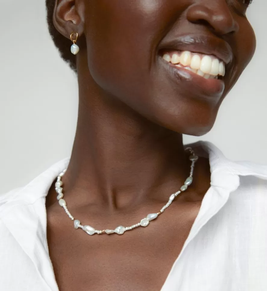 Monica Vinader Beaded Necklaces | Pearl Scatter Necklace Adjustable 41-46Cm/16-18'