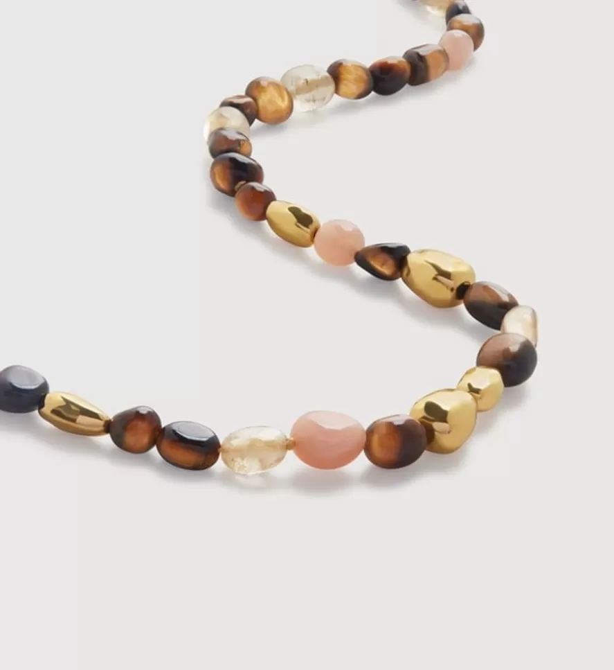 Monica Vinader Beaded Necklaces | Rio Neutral Gemstone Beaded Necklace Adjustable 41-46Cm/16-18'