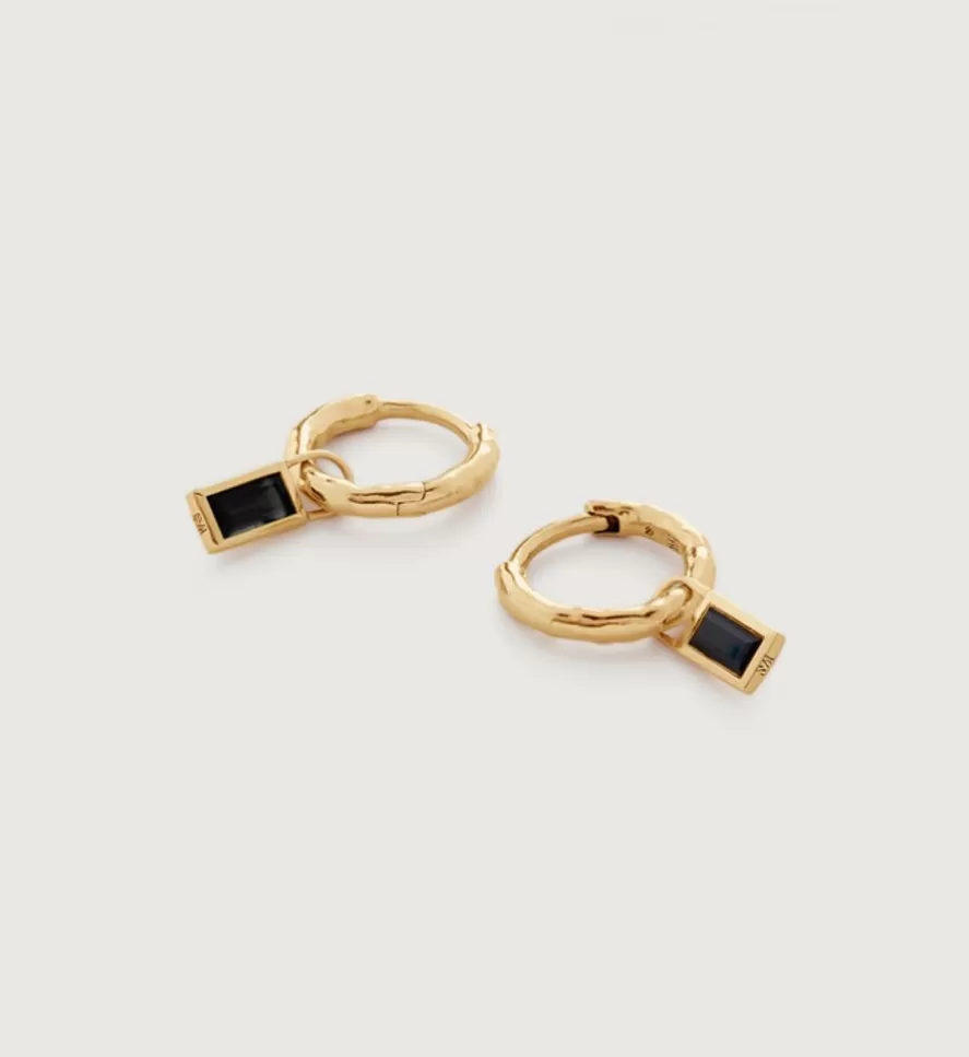 Monica Vinader Earring Charms | Siren Muse Black Spinel Baguette Gemstone Mini Huggie Earrings