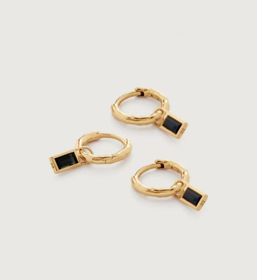 Monica Vinader Earring Charms | Siren Muse Black Spinel Baguette Mini Huggie Ear Stack