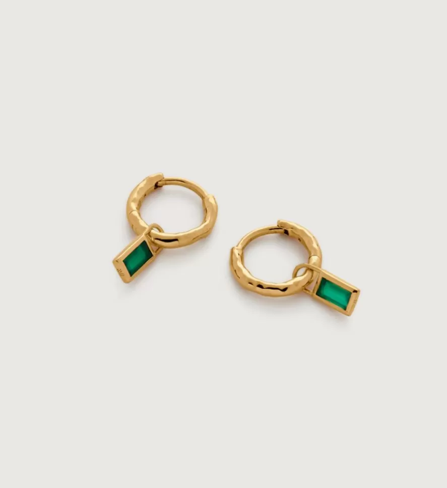 Monica Vinader Earring Charms | Siren Muse Green Onyx Baguette Charm Mini Huggie Earrings