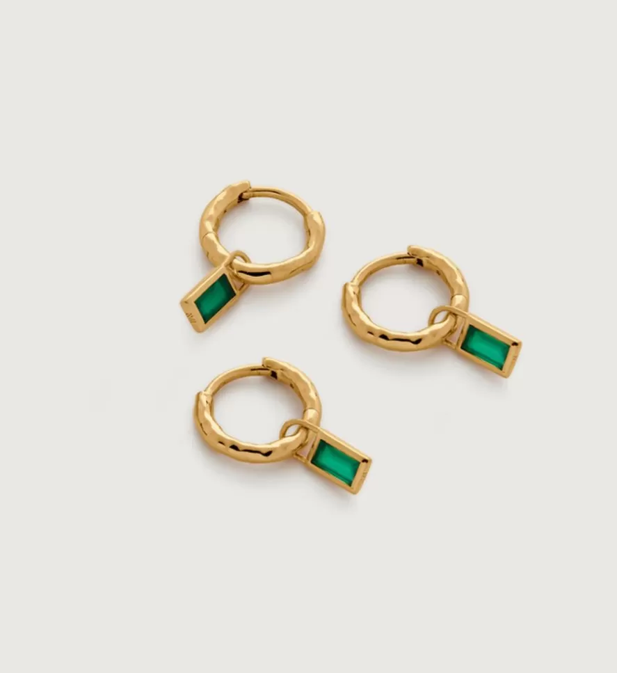 Monica Vinader Earring Charms | Siren Muse Green Onyx Baguette Mini Huggie Ear Stack