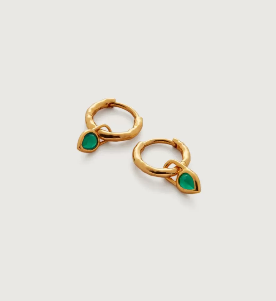 Monica Vinader Earring Charms | Siren Muse Green Onyx Teardrop Gemstone Mini Huggie Earrings