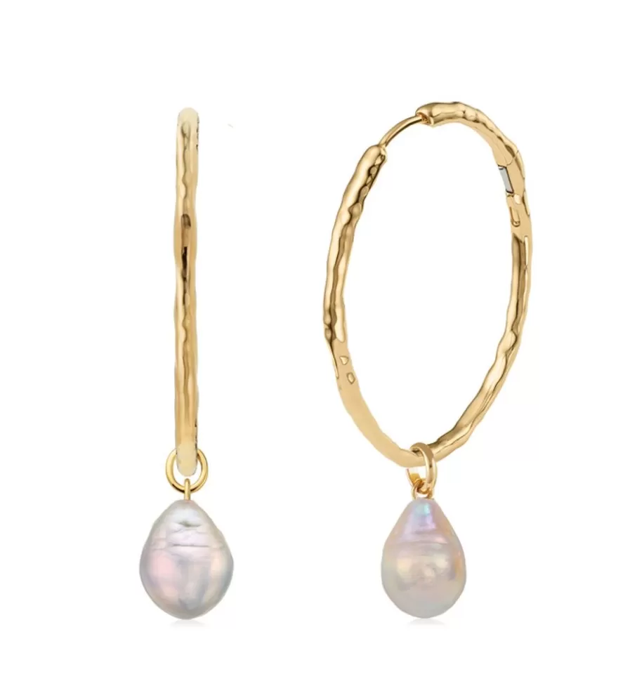 Monica Vinader Drop Earrings | Siren Muse Large Hoop Pearl Earrings