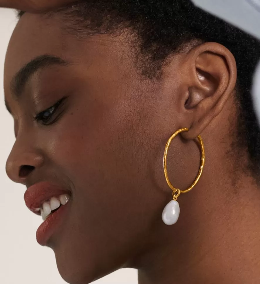 Monica Vinader Drop Earrings | Siren Muse Large Hoop Pearl Earrings