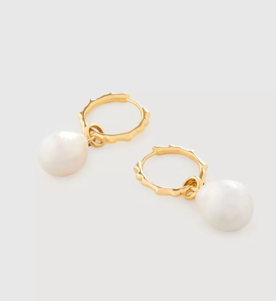 Monica Vinader Drop Earrings | Siren Muse Pearl Ripple Small Hoop Earrings