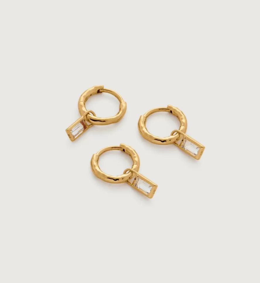 Monica Vinader Earring Charms | Siren Muse Rock Crystal Baguette Mini Huggie Ear Stack