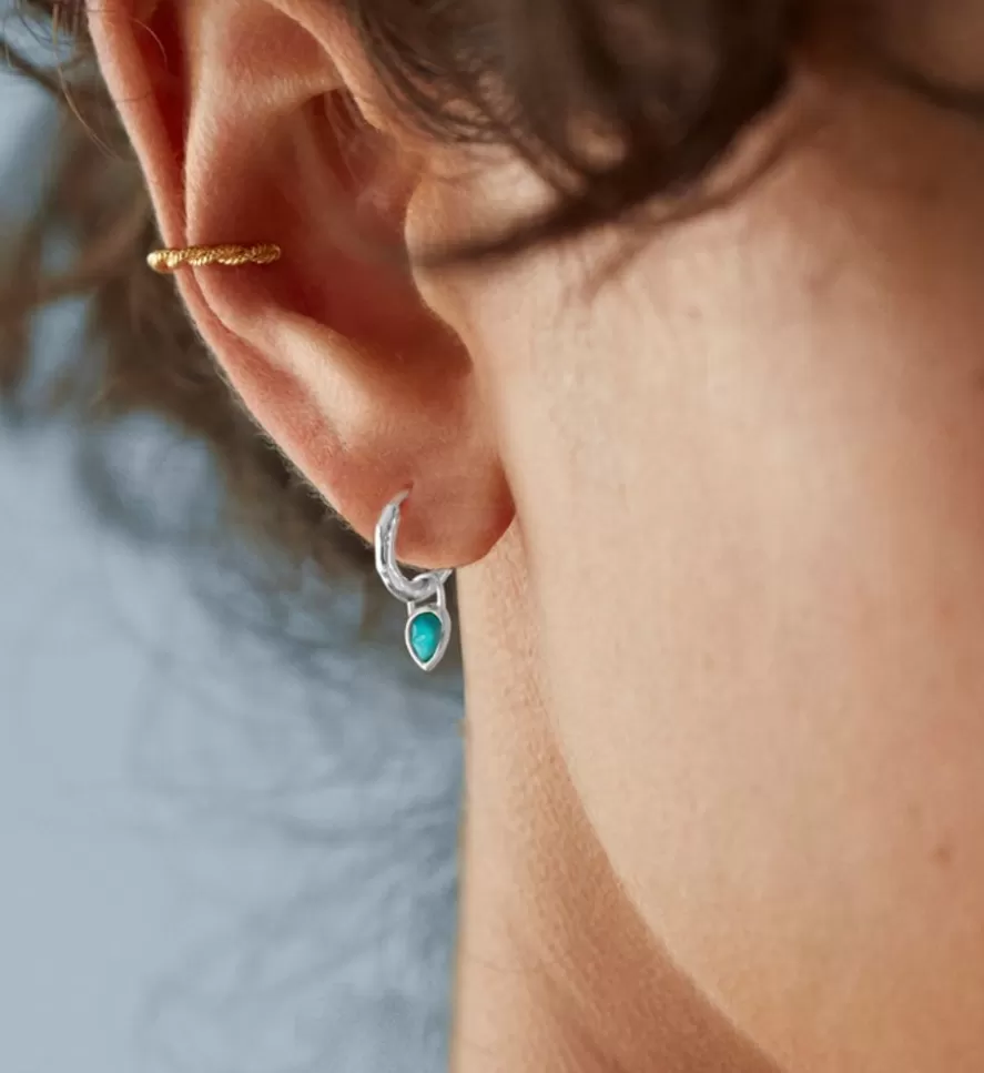 Monica Vinader Huggies | Siren Muse Turquoise Teardrop Gemstone Mini Huggie Earrings