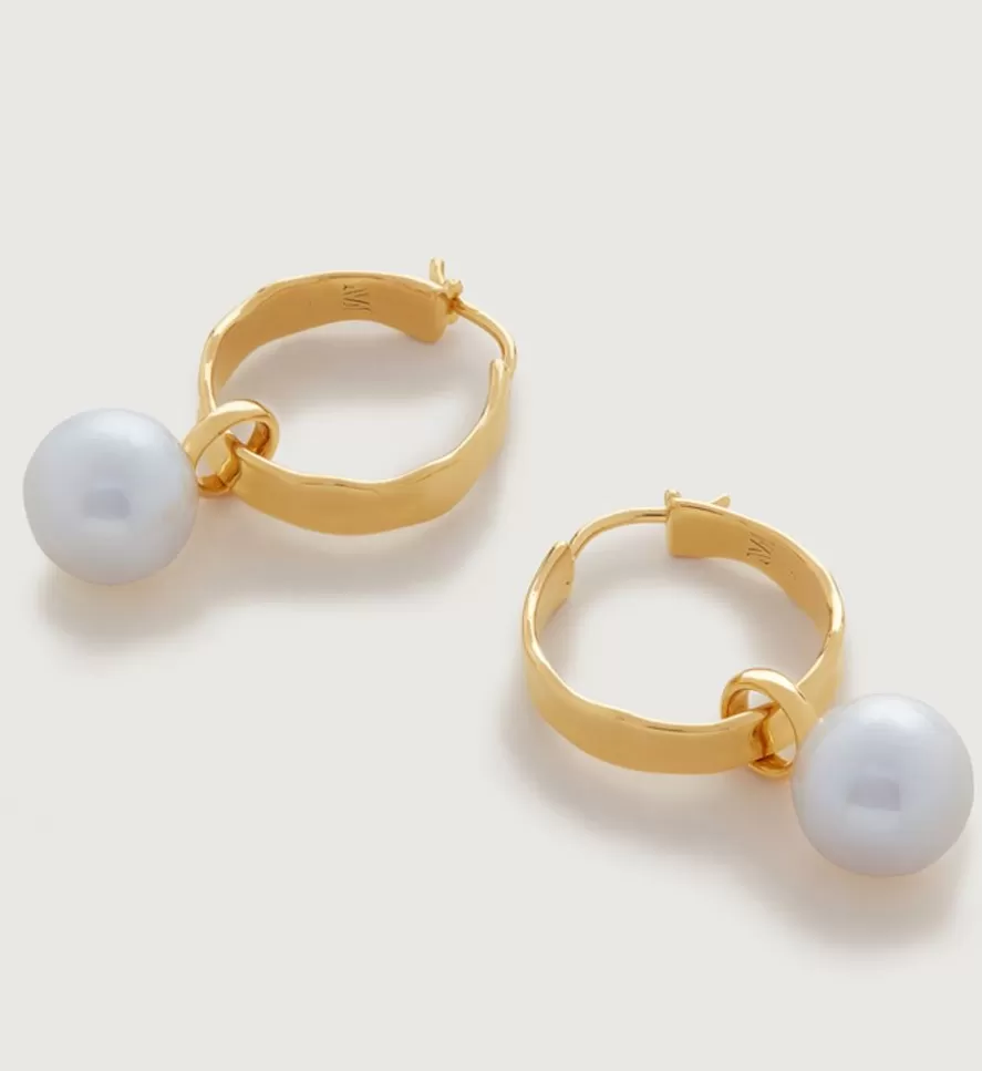 Monica Vinader Hoops | Siren Muse Wave Round Pearl Small Hoop Earrings