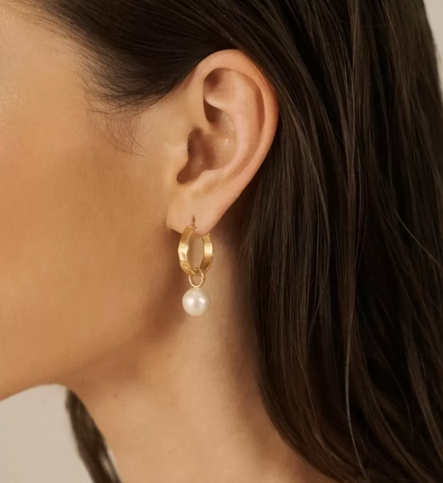 Monica Vinader Hoops | Siren Muse Wave Round Pearl Small Hoop Earrings