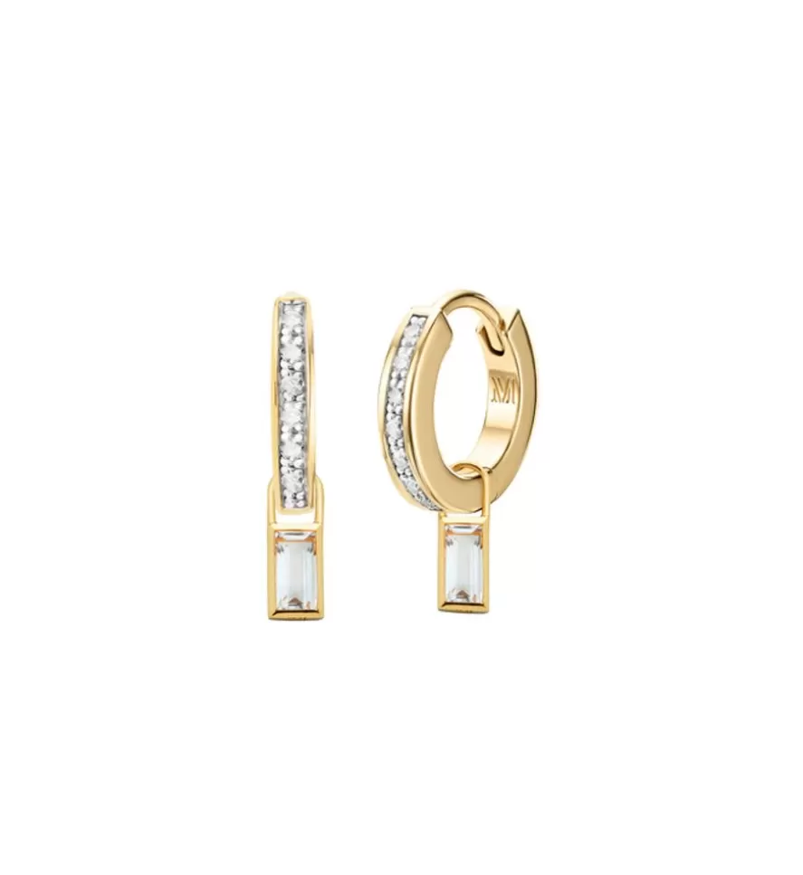 Monica Vinader Earring Charms | Skinny Diamond & Rock Crystal Baguette Charm Huggie Earrings